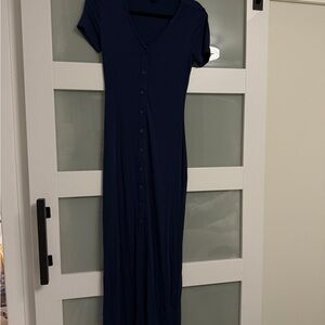 SHEIN Deep Blue Maxi Dress with Buttons